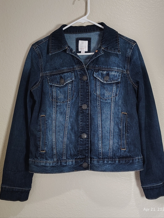 LC Lauren Conrad Jackets & Blazers - LC Blue Denim Distressed Trucker Bikers TIMELESS CASUAL Jean Jacket Women's XS